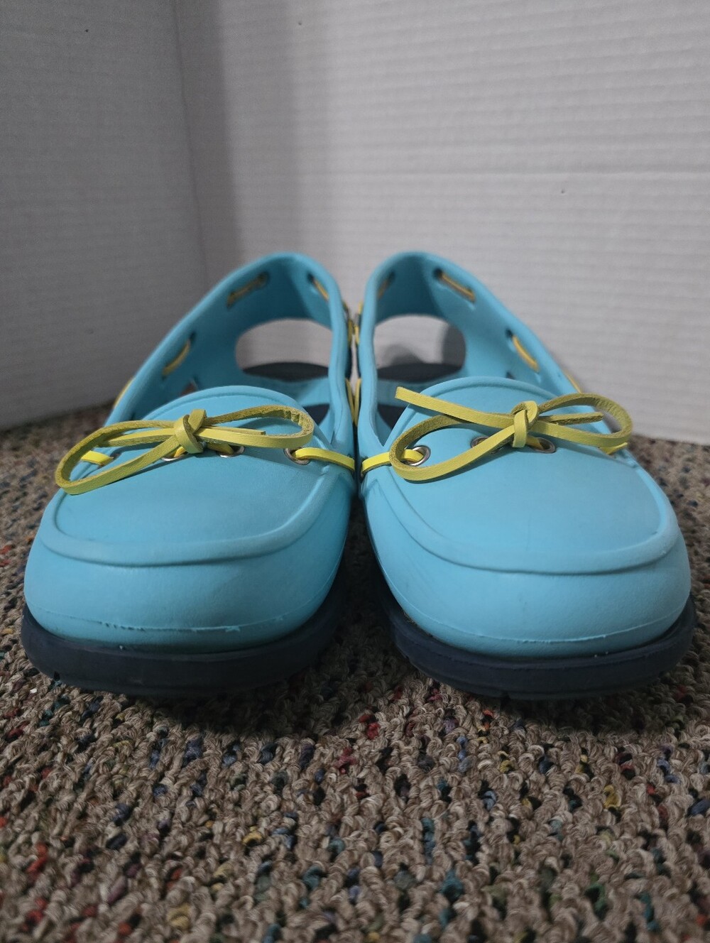 Crocs Boat Shoes Sandals # 14261 Women's 11 Blue Yellow - Picture 5 of 9